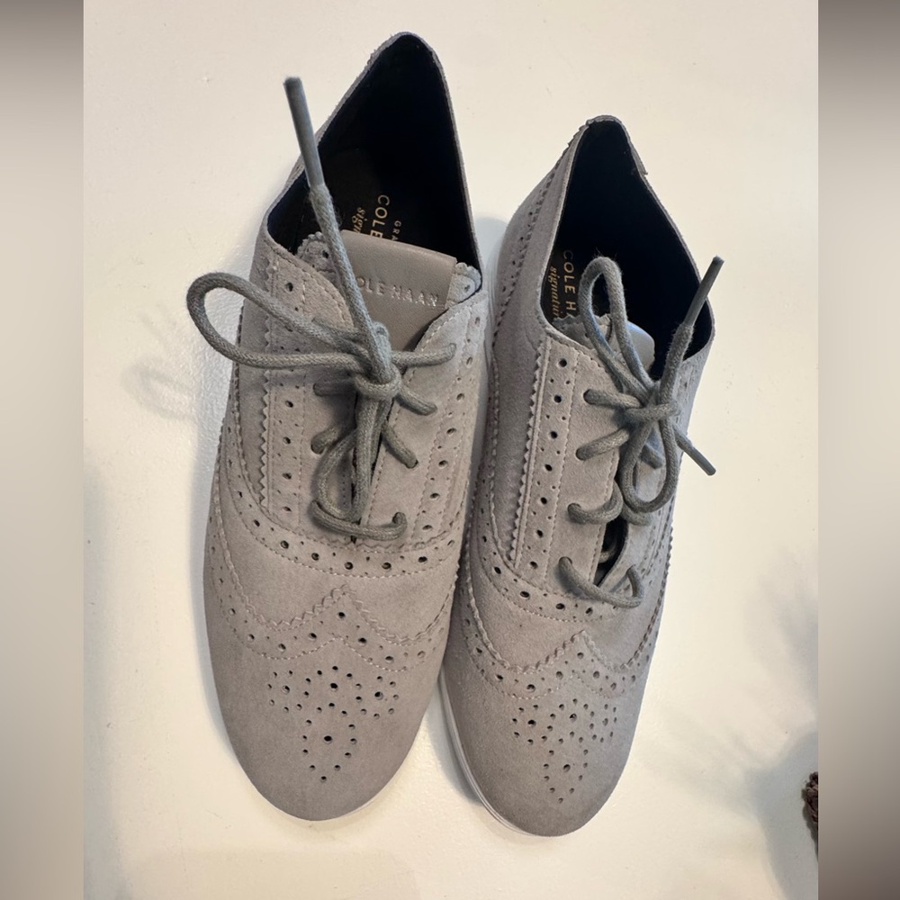 Cole Haan Light Gray Suede Brogues